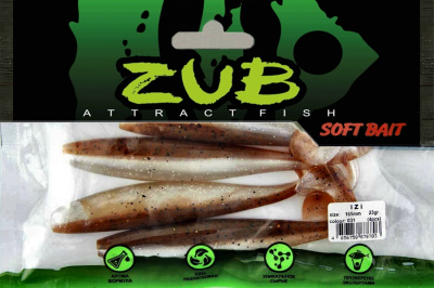 Приманка ZUB-IZI 165мм(6,5")-4шт, (цвет 031) карамель верх - натурал низ