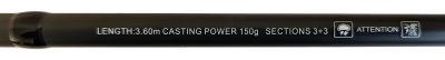 Удилище фидерное "ACTIVE FEEDER", тест до 150 г, 3,60 м, 3+3, (1,5oz - стекл., диам. 2,2)