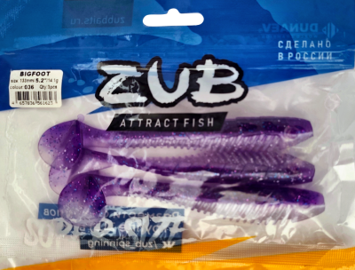 Приманка ZUB-BIGFOOT 133мм(5,2")-3шт, (цвет 036) фиолетовый верх-натурал низ Приманка ZUB-BIGFOOT 133мм(5,2")-3шт, (цвет 036) фиолетовый верх-натурал низ
