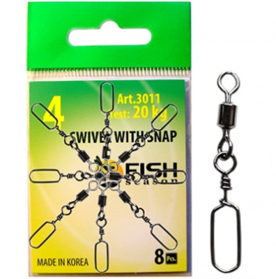 Вертлюжок с застежкой Square, №12 (6 кг), (упак. 10 шт) Вертлюжок с застежкой Square, №12 (6 кг), (упак. 10 шт)