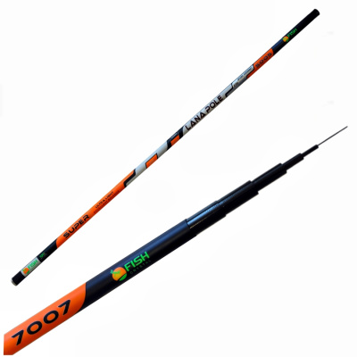 Удилище телескопическое без колец (маховое) "LANA POLE" FISH CRYSTAL , длина 7 м (до 28Gr)