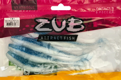 Приманка ZUB-IZI 165мм(6,5")-4шт, (Цвет 406) голубой верх - перламутр низ