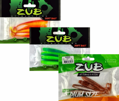 Приманка ZUB-BLEAK 100мм(4")-4шт, (Цвет 409) машинное масло верх - желтый низ