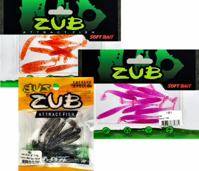 Приманка ZUB-IZI  50мм(2")-10шт, (цвет 504) красный с блестками