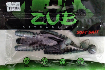 Приманка ZUB-SHAD 120мм(4,7")-5шт, (цвет 030) черный верх - натурал низ Приманка ZUB-SHAD 120мм(4,7")-5шт, (цвет 030) черный верх - натурал низ