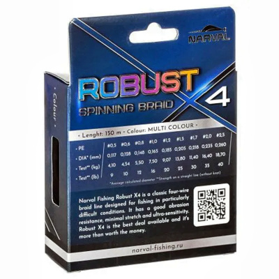 Шнур Narval Fishing Robust X4 PE 150m (multicolour) #1.0/0.165mm 7.50kg/16lb
