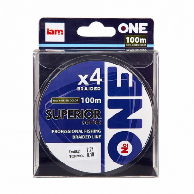 Плетеная леска №ONE SUPERIOR Х4-100 (navy-green) d0.12 Плетеная леска №ONE SUPERIOR Х4-100 (navy-green) d0.12