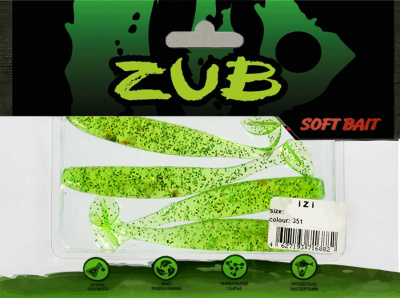 Приманка ZUB-IZI 125мм(4,8")-5шт, (цвет 351) шартрез с блестками