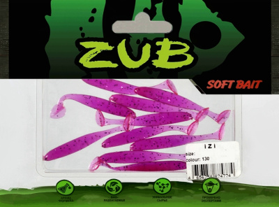 Приманка ZUB-IZI  50мм(2")-10шт, (цвет 130) маджента с блестками Приманка ZUB-IZI  50мм(2")-10шт, (цвет 130) маджента с блестками