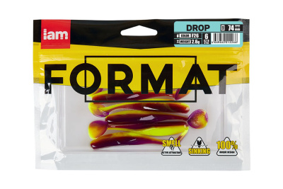 Силиконовая приманка FORMAT DROP  74mm (6шт.) цвет F26 Силиконовая приманка FORMAT DROP  74mm (6шт.) цвет F26