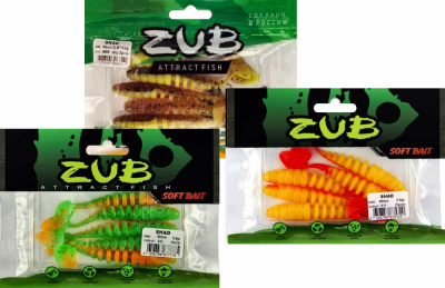 Приманка ZUB-SHAD  90мм(3,5")-5шт, (цвет 036) фиолетовый верх - натурал низ