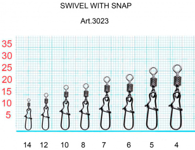 Вертлюжок с накаткой и застежкой Nice, №6 (18 кг), (упак. 8 шт)