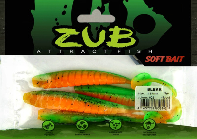 Приманка ZUB-BLEAK 125мм-4шт, (цвет 022) зелено-оранжевый Приманка ZUB-BLEAK 125мм-4шт, (цвет 022) зелено-оранжевый
