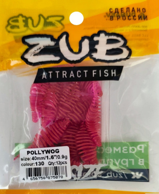 Приманка ZUB-POLLYWOG 40мм(1,5")-12шт, (цвет 130) маджента с блестками Приманка ZUB-POLLYWOG 40мм(1,5")-12шт, (цвет 130) маджента с блестками