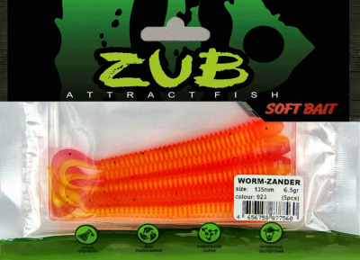 Приманка ZUB-WORM-ZANDER 135мм(5,3")-5шт, (цвет 023) розовый верх - желтый низ (в) Приманка ZUB-WORM-ZANDER 135мм(5,3")-5шт, (цвет 023) розовый верх - желтый низ (в)
