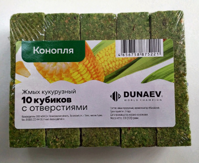 Жмых DUNAEV кукурузный  Конопля 300г. Жмых DUNAEV кукурузный  Конопля 300г.