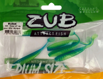 Приманка ZUB-BLEAK  75мм(3")-6шт, (цвет 020) синий верх - желтый низ