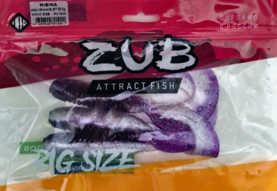 Приманка ZUB-HIBINA 140мм(5,5")-3шт, (цвет 036) фиолетовый верх-натурал низ