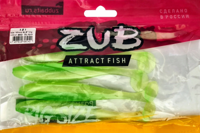 Приманка ZUB-IZI 165мм(6,5")-4шт, (цвет 403) зеленый светящийся