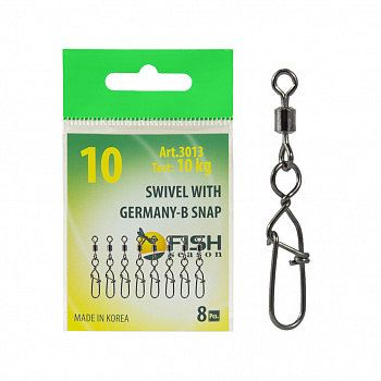 Вертлюжок с застежкой Germany-B, №10 (10 кг), (упак. 8 шт)