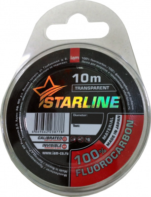 Флюорокарбон STARLINE 100% FLUOROCARBON  10m (transparent) d0.36 Флюорокарбон STARLINE 100% FLUOROCARBON  10m (transparent) d0.36