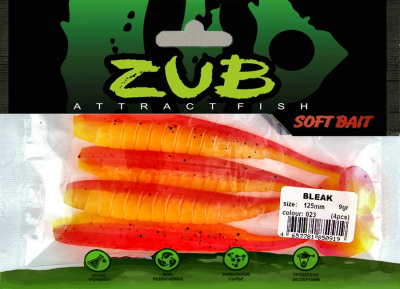 Приманка ZUB-BLEAK 125мм-4шт, (цвет 023) желто-розовый