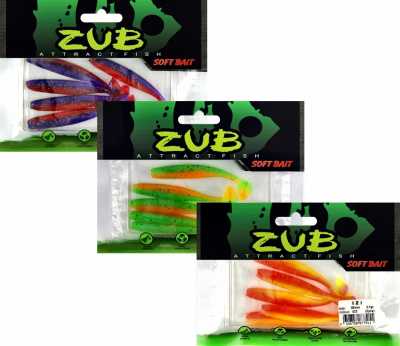 Приманка ZUB-IZI  86мм(3,4")-5шт, (Цвет 405) желтый верх - оранжевый низ
