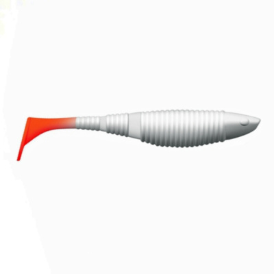 Приманка ZUB-WIBRA  90мм(3,5")-5шт, (цвет 010) белое тело-красный хвост Приманка ZUB-WIBRA  90мм(3,5")-5шт, (цвет 010) белое тело-красный хвост