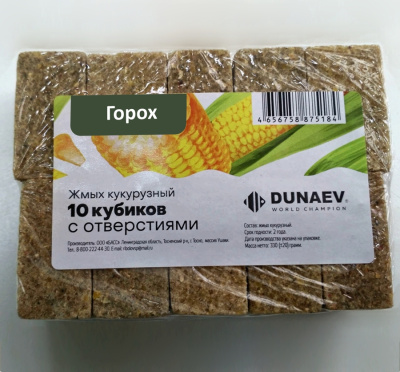 Жмых DUNAEV кукурузный Горох 300г. Жмых DUNAEV кукурузный Горох 300г.
