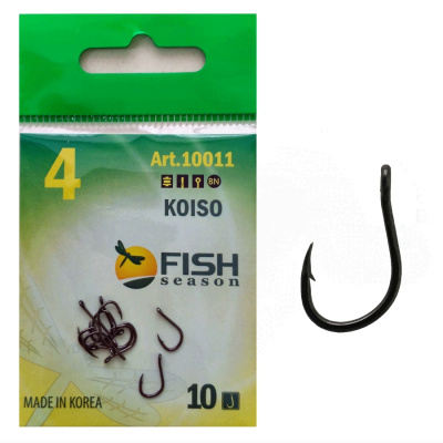 Крючок KOISO-RING №4 с ушком, покрытие BN (10 шт) Крючок KOISO-RING №4 с ушком, покрытие BN (10 шт)