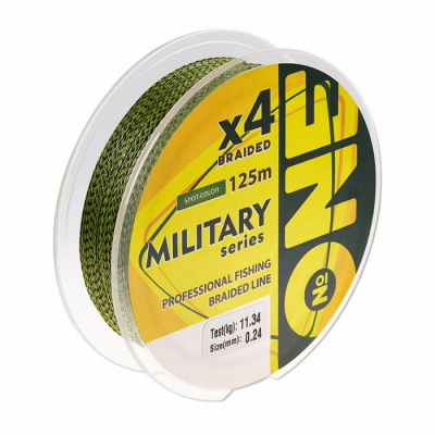 Плетеная леска №ONE MILITARY Х4-125 (spot color) d0.14 Плетеная леска №ONE MILITARY Х4-125 (spot color) d0.14