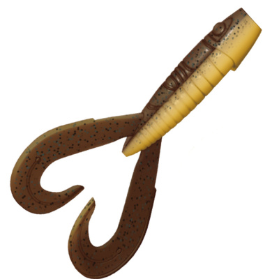 Приманка ZUB-FROGGY 101мм(4")-3шт, (цвет 409) машинное масло верх - желтый низ