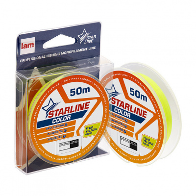 Монофильная леска STARLINE  50m (fluo yellow) d0.234 Монофильная леска STARLINE  50m (fluo yellow) d0.234