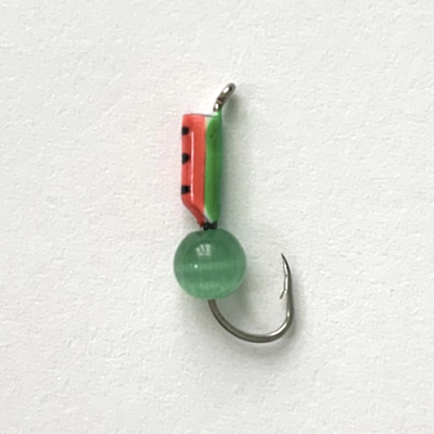 Столбик Кошачий глаз 2,0 мм на крючке КРАСНО-ЗЕЛЕНЫЙ